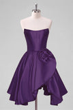 Corset A Line Strapless Red Homecoming Dress with Flower
