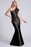 Rose One Shoulder Mermaid Formal Dress with 3D Flowers