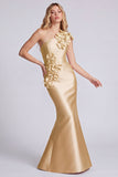 Rose One Shoulder Mermaid Formal Dress with 3D Flowers