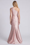 Rose One Shoulder Mermaid Formal Dress with 3D Flowers