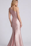 Rose One Shoulder Mermaid Formal Dress with 3D Flowers