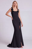 Pink Mermaid Square Neck 3D Flowers Formal Dress with Slit