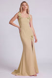 Pink Mermaid Square Neck 3D Flowers Formal Dress with Slit