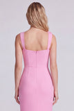 Pink Mermaid Square Neck 3D Flowers Formal Dress with Slit