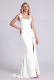 Pink Mermaid Square Neck 3D Flowers Formal Dress with Slit