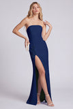 Strapless Light Blue Mermaid Formal Dress with 3D Flowers