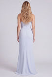 Strapless Light Blue Mermaid Formal Dress with 3D Flowers