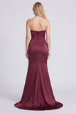 Sweetheart Burgundy Ruched Corset Mermaid Formal Dress