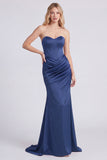 Sweetheart Burgundy Ruched Corset Mermaid Formal Dress