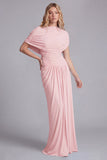 Sky Blue Mermaid Ruched Maxi Dress with Cape Sleeves
