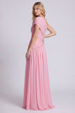 One Shoulder Pink A Line Ruched Bridesmaid Dress