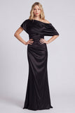 Black One Shoulder Mermaid Satin Formal Dress
