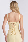 Daffodil Corset A Line Lace-up Back Maxi Dress with Slit