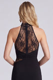 Black Lace High Neck Mermaid Formal Dress