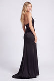Halter Black Mermaid Long Formal Dress with Lace