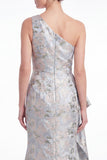 Mermaid Blue Flower One Shoulder Mother of the Bride Dress