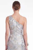 Mermaid Blue Flower One Shoulder Mother of the Bride Dress