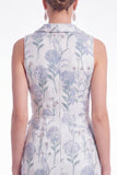 Mermaid Blue Floral Jacquard Shawl Lapel Mother of the Bride Dress with Slit