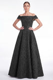 Green Off the Shoulder Floral Jacquard A Line Mother of the Bride Dress