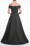 Green Off the Shoulder Floral Jacquard A Line Mother of the Bride Dress