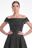 Green Off the Shoulder Floral Jacquard A Line Mother of the Bride Dress