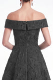 Green Off the Shoulder Floral Jacquard A Line Mother of the Bride Dress