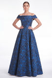 Green Off the Shoulder Floral Jacquard A Line Mother of the Bride Dress