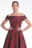 Green Off the Shoulder Floral Jacquard A Line Mother of the Bride Dress