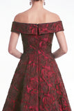 Green Off the Shoulder Floral Jacquard A Line Mother of the Bride Dress