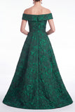 Green Off the Shoulder Floral Jacquard A Line Mother of the Bride Dress