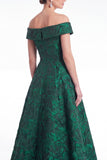 Green Off the Shoulder Floral Jacquard A Line Mother of the Bride Dress