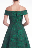 Green Off the Shoulder Floral Jacquard A Line Mother of the Bride Dress