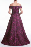 Green Off the Shoulder Floral Jacquard A Line Mother of the Bride Dress