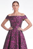 Green Off the Shoulder Floral Jacquard A Line Mother of the Bride Dress