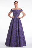 Green Off the Shoulder Floral Jacquard A Line Mother of the Bride Dress