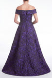 Green Off the Shoulder Floral Jacquard A Line Mother of the Bride Dress