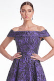 Green Off the Shoulder Floral Jacquard A Line Mother of the Bride Dress