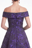 Green Off the Shoulder Floral Jacquard A Line Mother of the Bride Dress