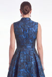Plum A Line Stand Collar V Neck Jacquard Mother of the Bride Dress