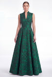 Plum A Line Stand Collar V Neck Jacquard Mother of the Bride Dress