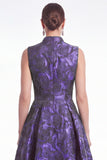 Plum A Line Stand Collar V Neck Jacquard Mother of the Bride Dress