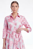 Gold Floral Jacquard A Line Collar Mother of the Bride Dress with 3/4 Sleeves