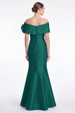 Light Blue Mermaid Off the Shoulder Mother of the Bride Dress with 3D Flowers
