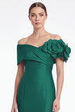 Light Blue Mermaid Off the Shoulder Mother of the Bride Dress with 3D Flowers