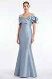 Light Blue Mermaid Off the Shoulder Mother of the Bride Dress with 3D Flowers