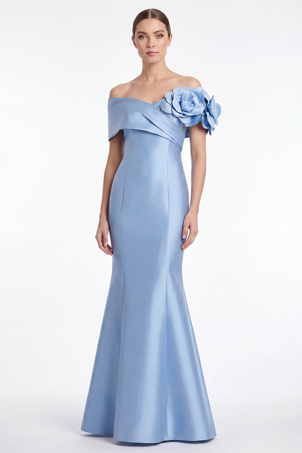 WEDTREND Women Light Blue Mermaid Mother of the Bride Dress Off the Shoulder Satin Formal Dress with 3D Flowers WEDTREND Women Light Blue Mermaid Mother of the Bride Dress Off the Shoulder Satin Formal Dress with 3D Flowers