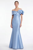 Light Blue Mermaid Off the Shoulder Mother of the Bride Dress with 3D Flowers