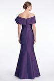Light Blue Mermaid Off the Shoulder Mother of the Bride Dress with 3D Flowers