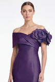 Light Blue Mermaid Off the Shoulder Mother of the Bride Dress with 3D Flowers