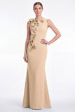 Light Blue Mermaid Round Neck Mother of the Bride Dress with 3D Flowers